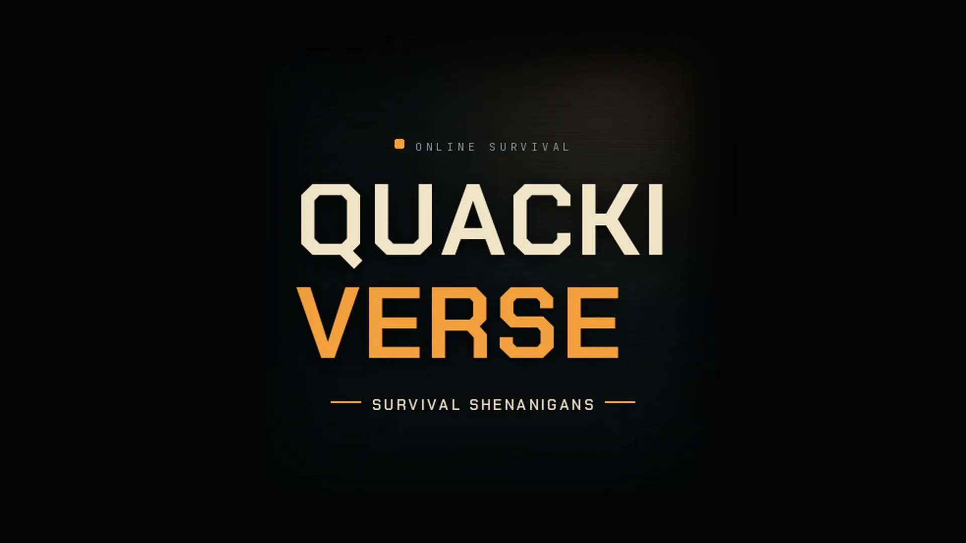 The Quackiverse logo — Quacki in cream, verse in orange, over “Survival shenanigans”
