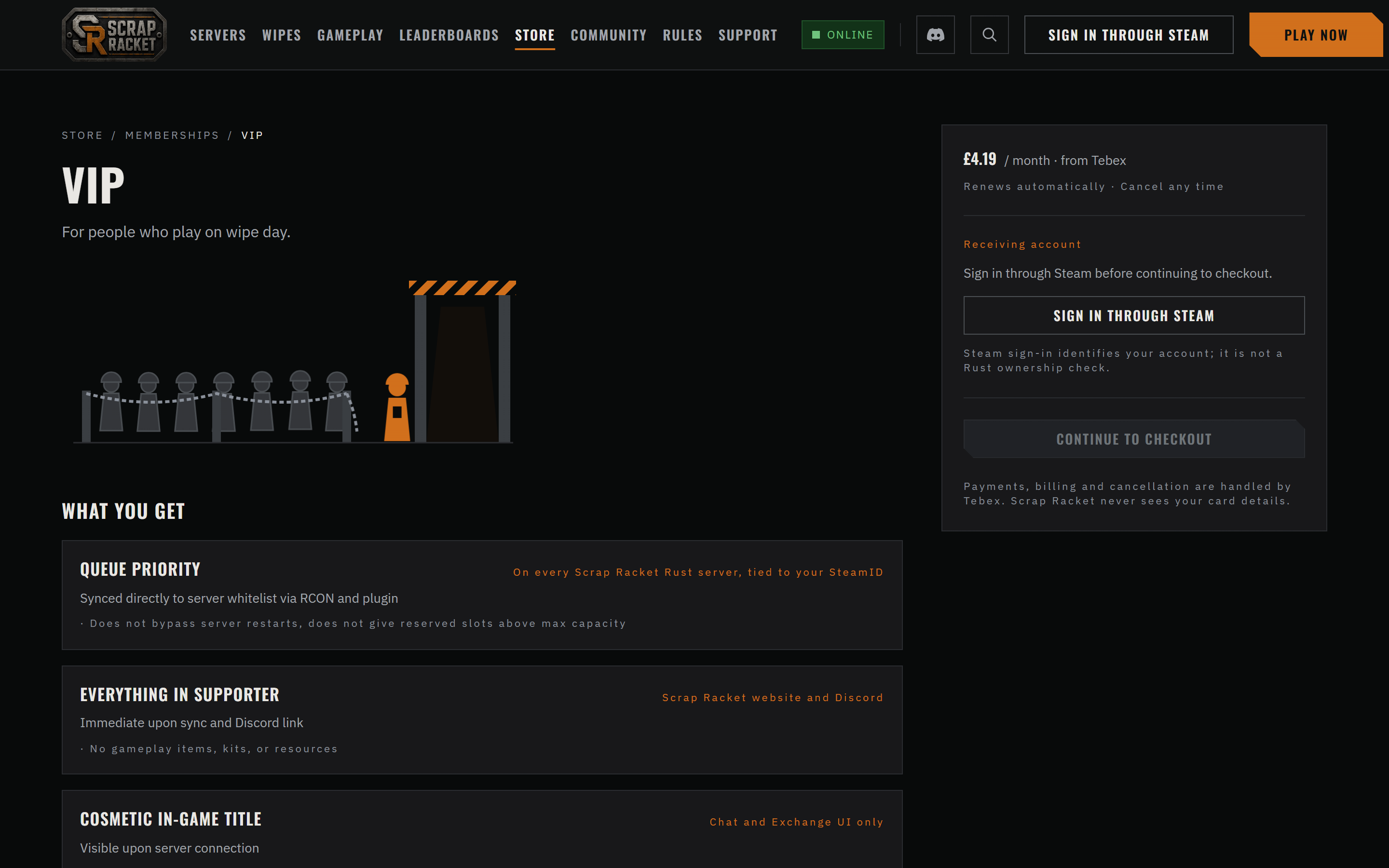 Memberships — cosmetic perks only, nothing that wins a fight