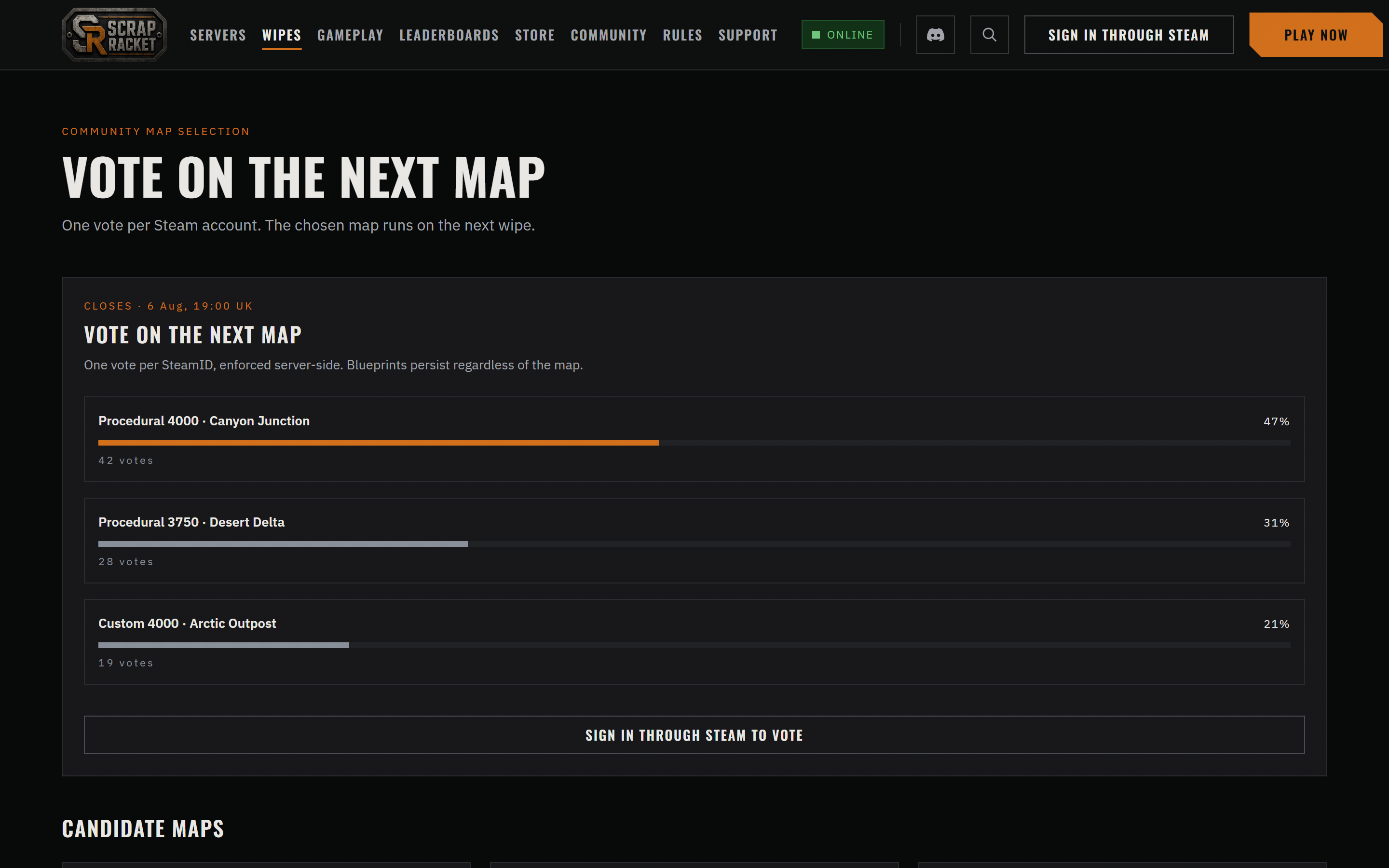 Vote on the next map
