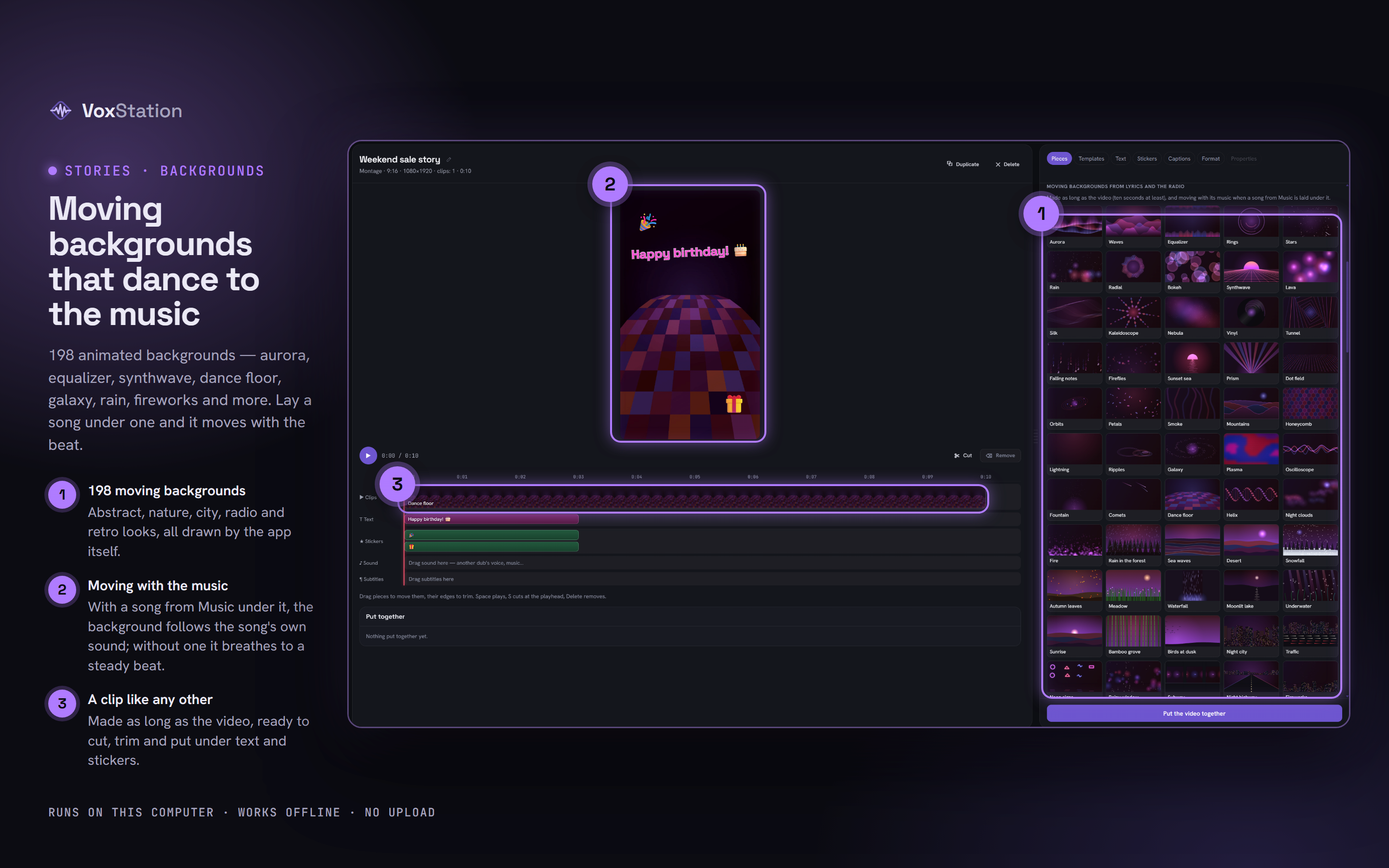 VoxStation: Moving backgrounds that dance to the music