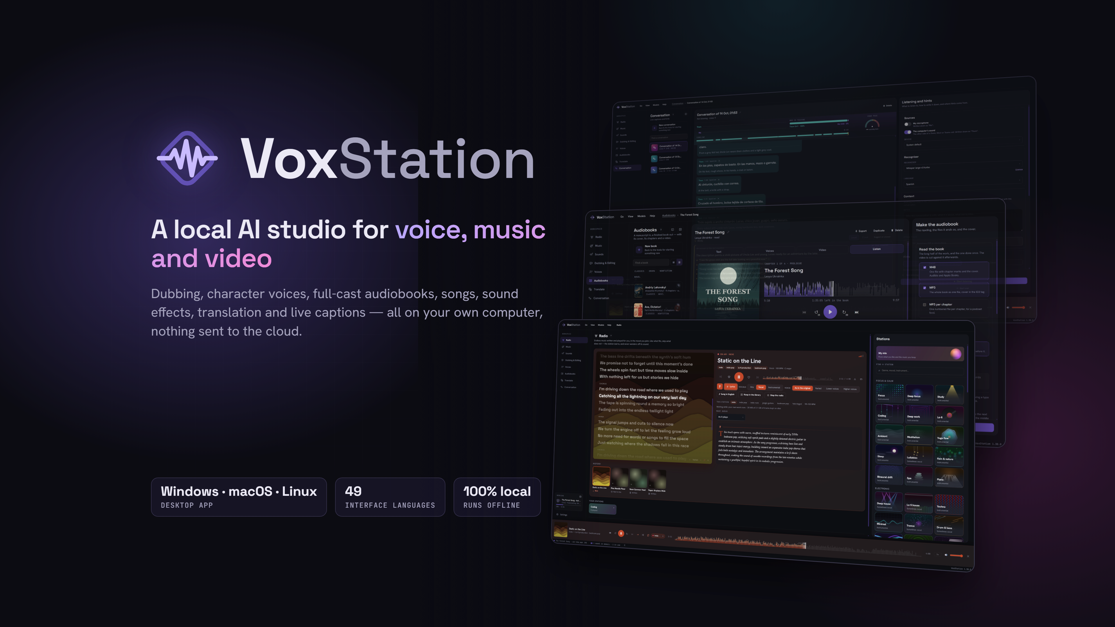VoxStation — a local AI studio for voice, music and video