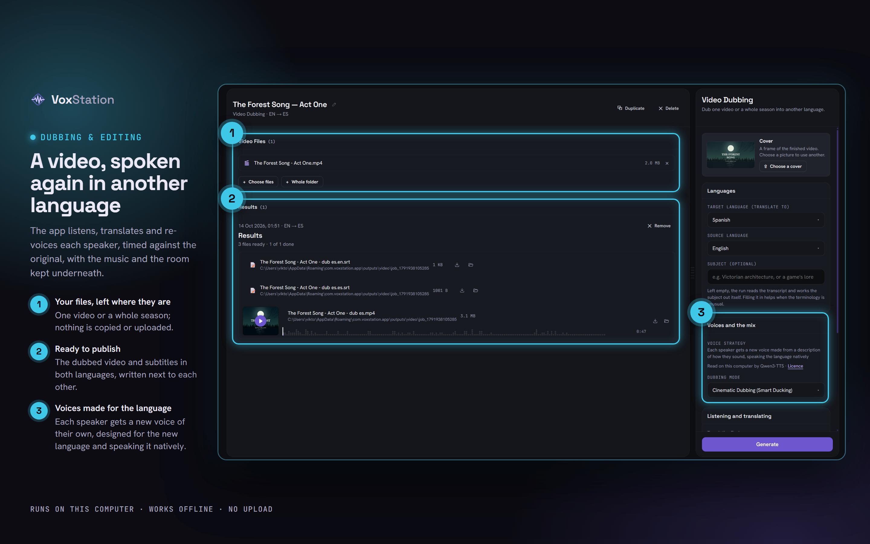 VoxStation: A video, spoken again in another language