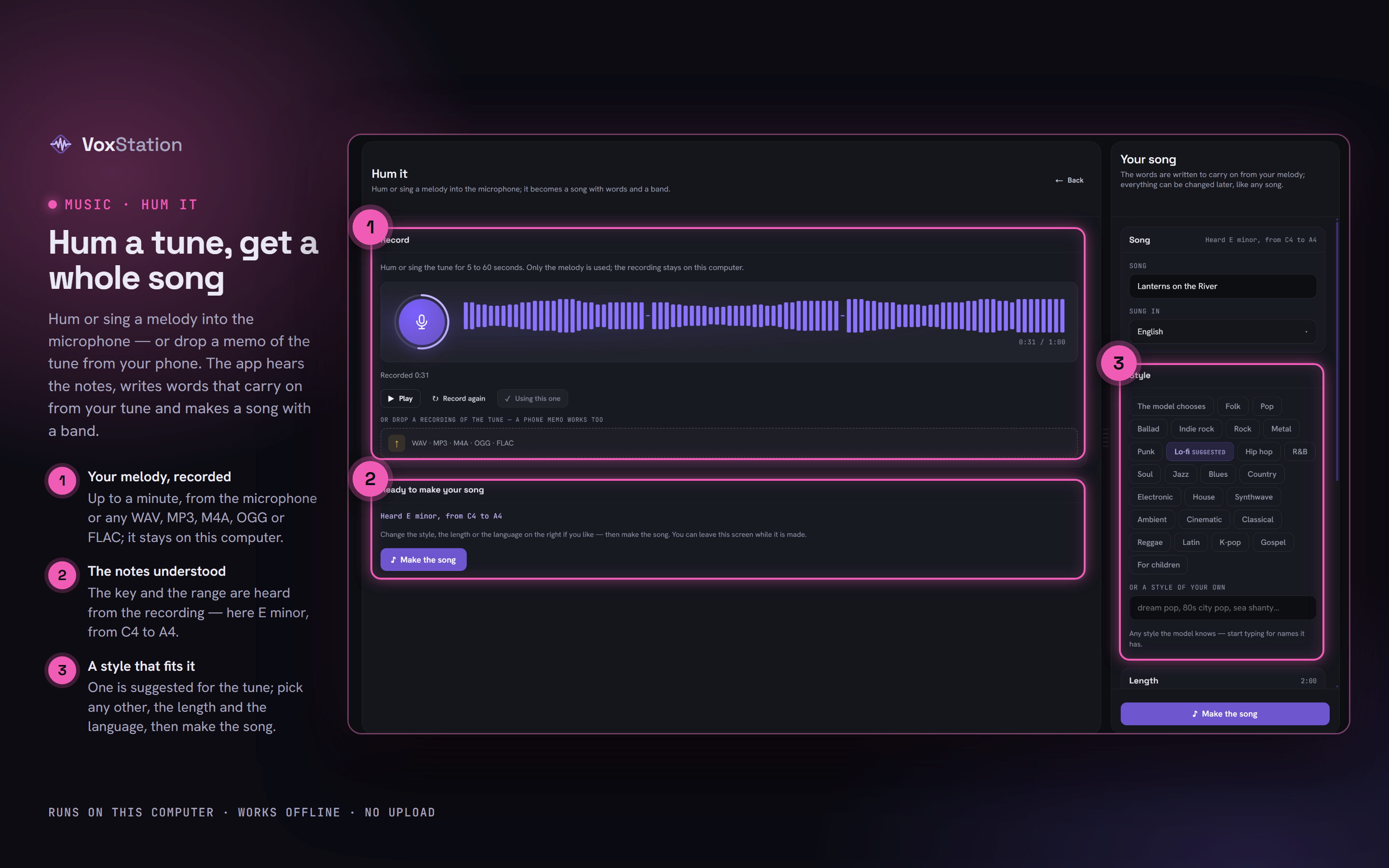VoxStation: Hum a tune, get a whole song